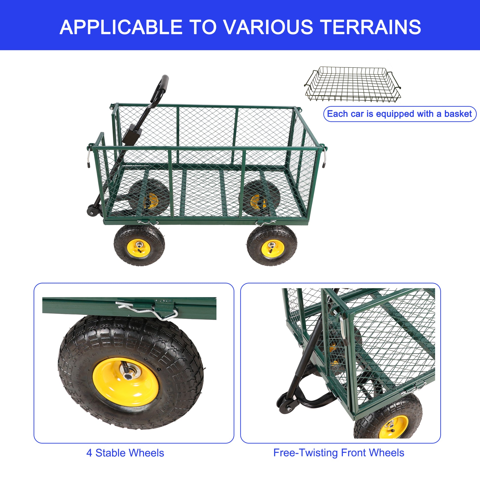 Flower Cart Garden Flower Cart Is Easier To Transport Firewood Green Cloth Bag Green Iron,Oxford Fabric