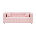 Pink Teddy Fleecesofa 80 Inch Discharge In Living Room Bedroom With Two Throw Pillows Hardware Foot Support Pink Polyester Blend 3 Seat