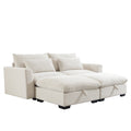 Corduroy Two Seater Sofa With 2 Storage Footrest, 2 Seater Sectional Deep Seat Sofa,Comfy Couches For Living Room ,Beige Sofa Beige Corduroy 2 Seat