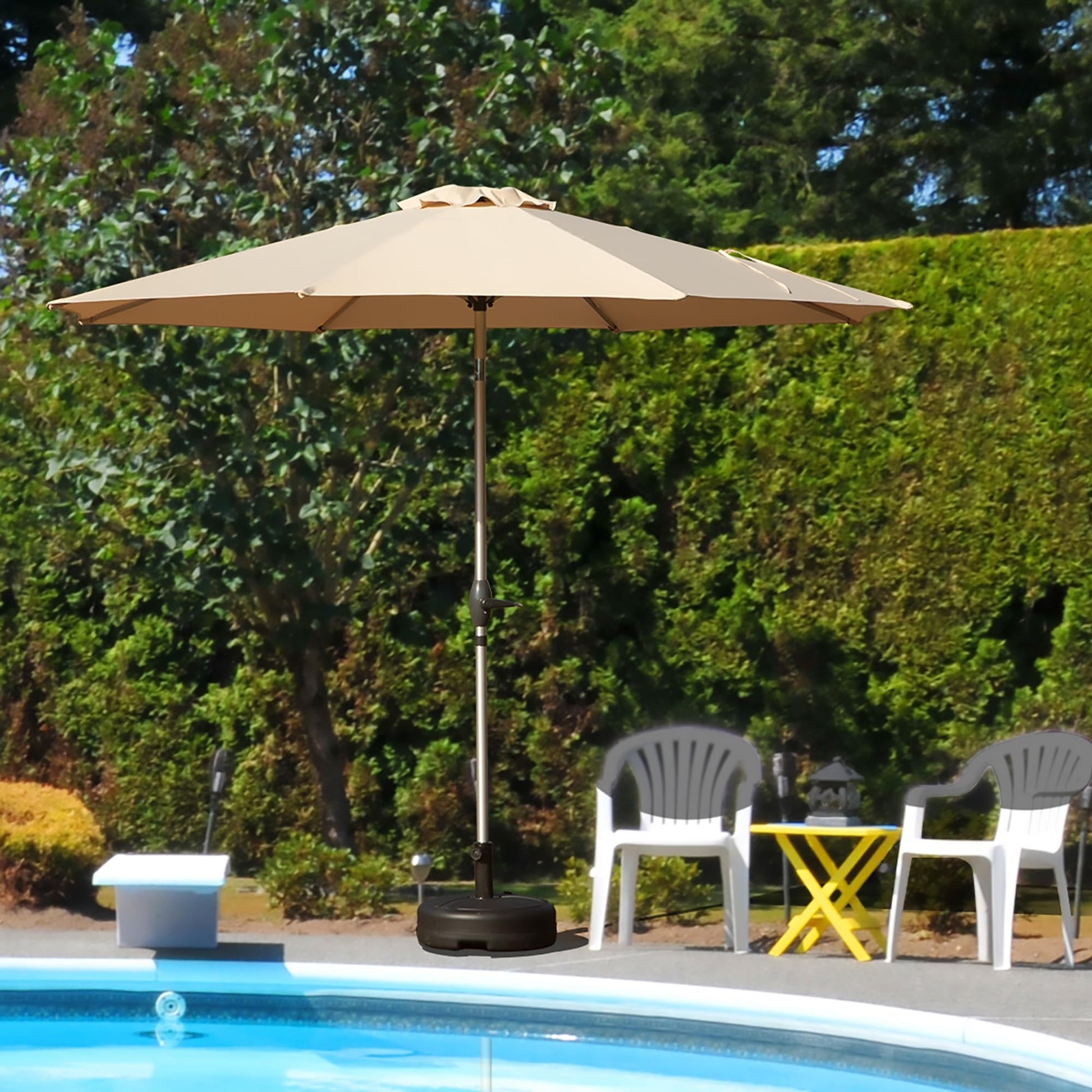 9ft tilting patio umbrella 9Ft Patio Umbrella, Outdoor Table Umbrella With Push Button Tilt And Crank, Uv Protection Waterproof Market Sun Umbrella With 8 Sturdy Ribs For Garden