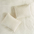 3 Piece Split Corner Pleated Quilted Bedspread Cream King Cream Polyester