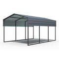 Outdoor Carport, 10 X 15 Ft Carport, Heavy Duty Carport Canopy With Galvanized Steel Roof And Frame, Metal Carport Large Garage For Driveway Car, Truck Charcoal Metal