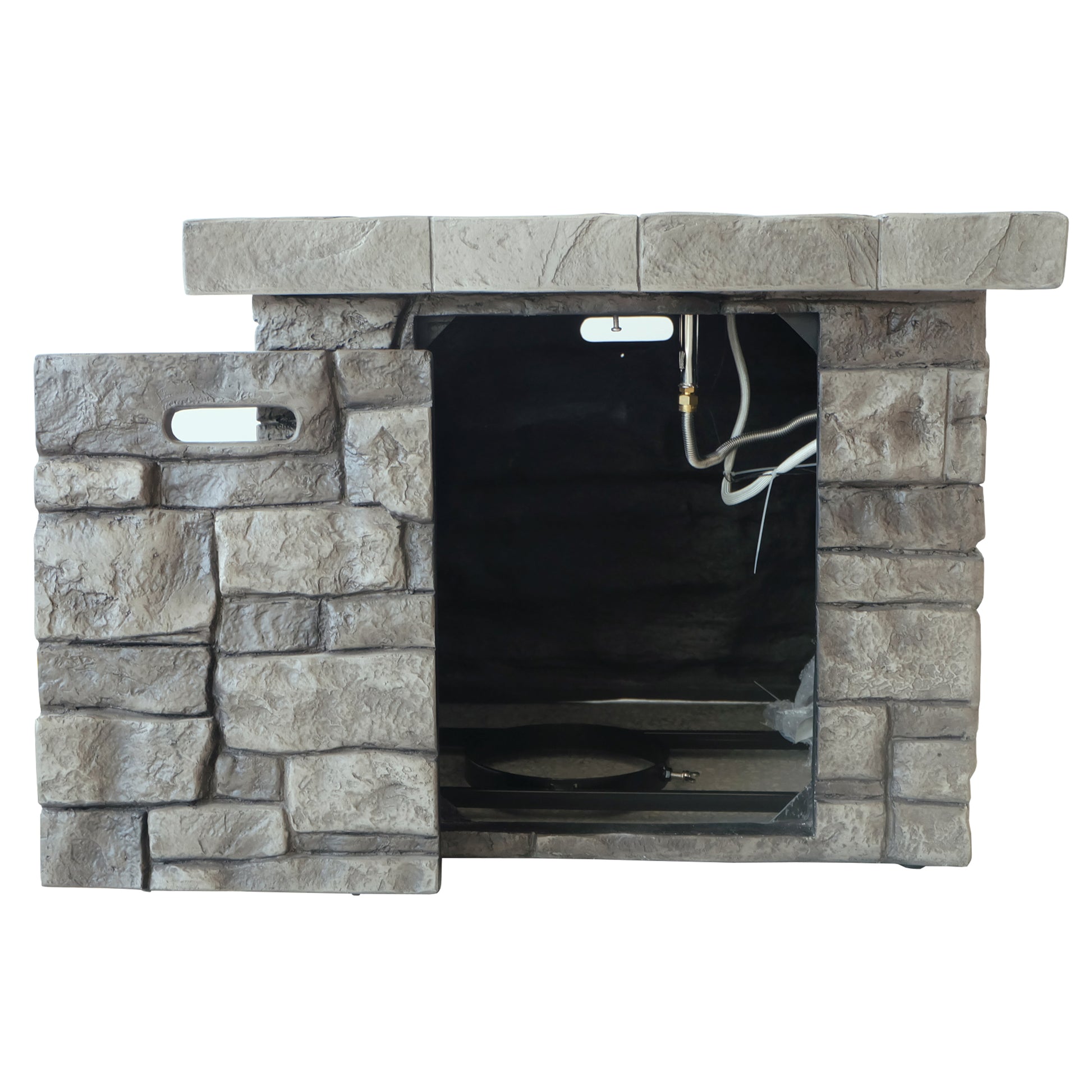 30" Outdoor Square Mgo Propane Fire Pit 40,000 Btu, Grey Grey Garden & Outdoor Magnesium Oxide