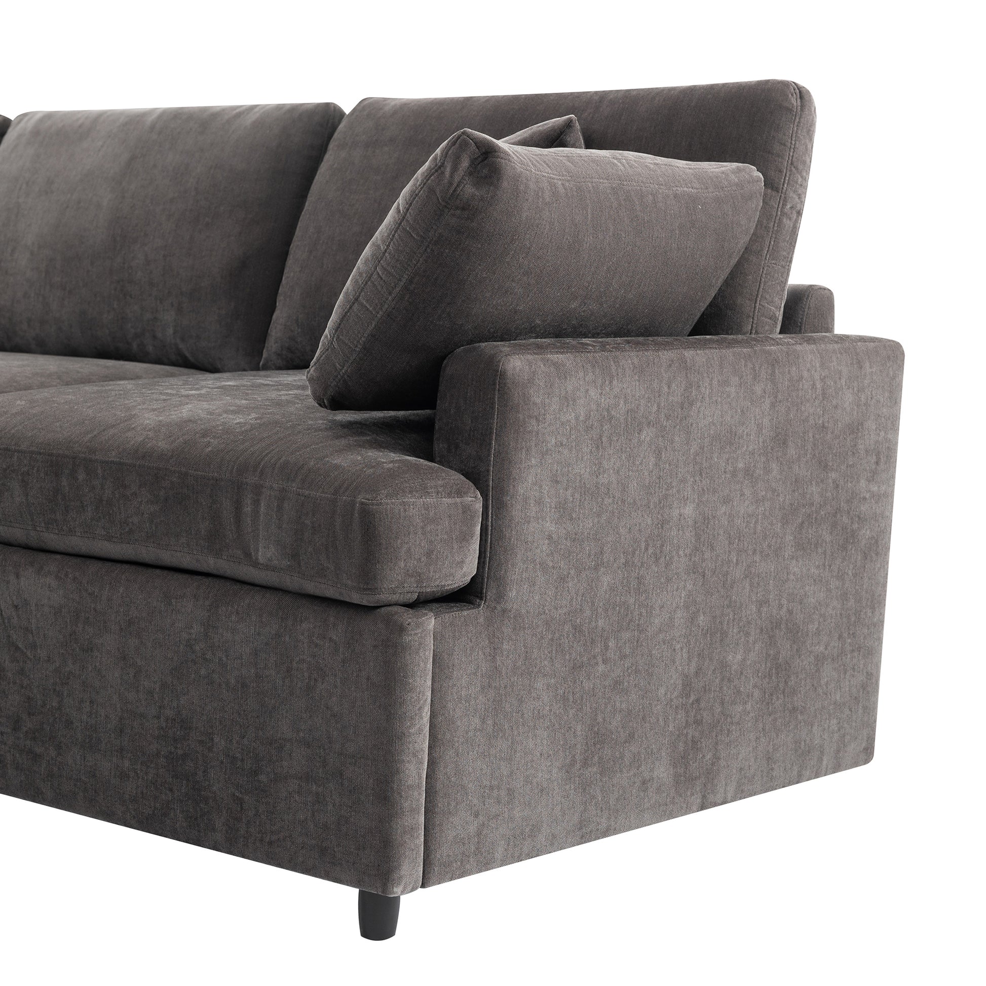 Modern Large U Shape Sectional Sofa, With Removable Ottomans For Living Room 6 Seater Gray Polyester 6 Seat