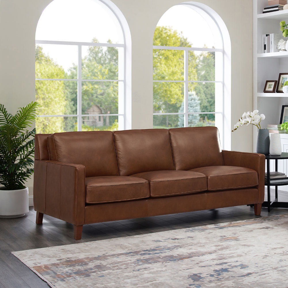 Ashby Leather Sofa Pecan Down Filling Leather 3 Seat