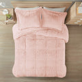 Shaggy Long Fur Comforter Mini Set Queen Blush Polyester