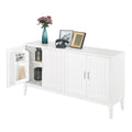 4 Door Sideboard Storage Cabinet With Door Shelf For Living Room And Dining Room, Two Large Cabinets With Adjustable Shelf, White White Rubberwood Solid Wood Mdf