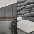 Plush To Sherpa Down Alternative Comforter Set King Charcoal Ivory Polyester