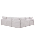 4 Seat L Shaped Modular Sofa With Thick Backrest And Seat Cushions, Suitable For Living Rooms, Offices Beige Wood Polyester 4 Seat