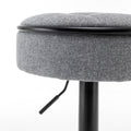 Round Storage Bar Stool Set Of 2, Grey Linen Height Adjustable Barstool, 360 Counter Height Swivel Stool, Armless Bar Chair With Metal Frame For Kitchen Counter Dining Living Room Grey Set Of 2 Foam Linen