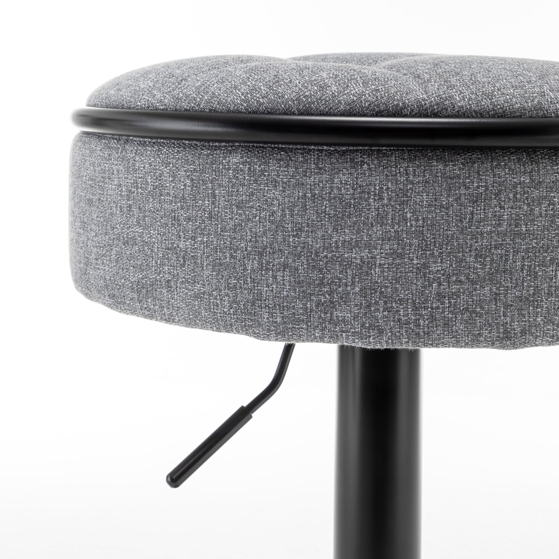 Round Storage Bar Stool Set Of 2, Grey Linen Height Adjustable Barstool, 360 Counter Height Swivel Stool, Armless Bar Chair With Metal Frame For Kitchen Counter Dining Living Room Grey Set Of 2 Foam Linen