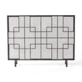 Fire Screen Black Silver Iron