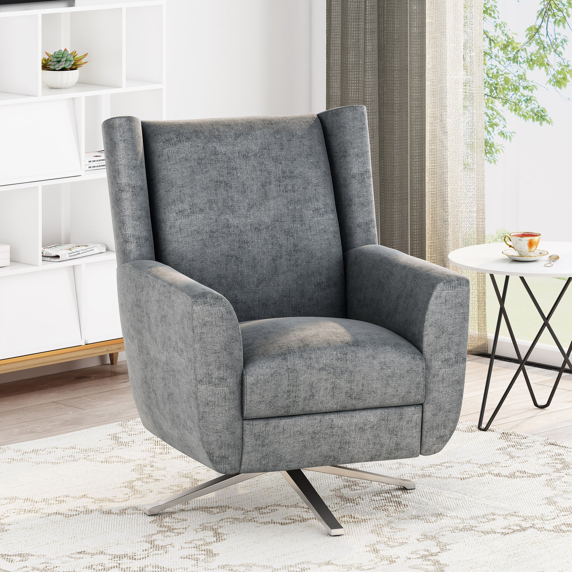 Swivel Chair Grey Fabric