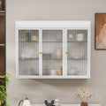 3 Door Arched Wall Mounted Glass Cabinets For Kitchen, Living Room And Bathroom White White Glass Metal