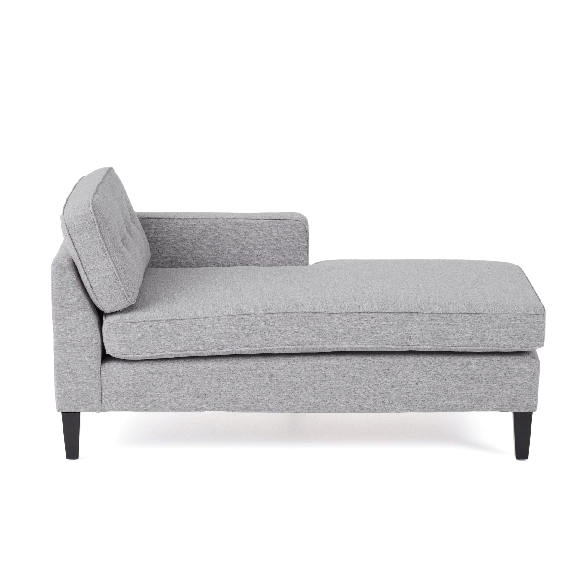 Right Chaise Lounge Light Grey Fabric 3 Seat