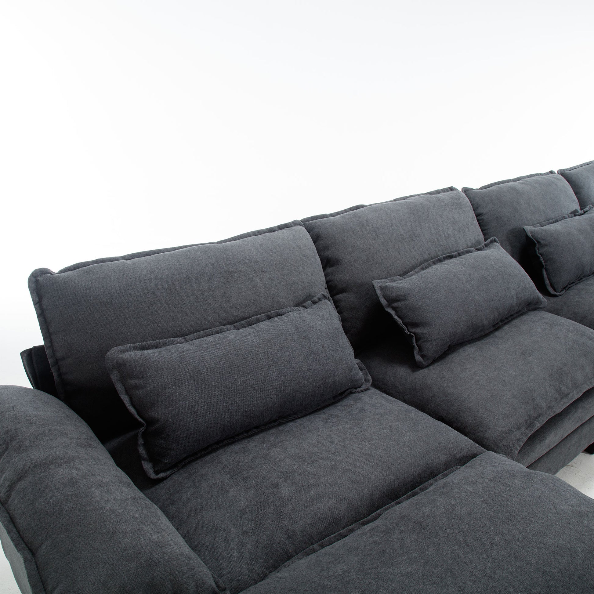 154.8" Oversized Modular Sofaice Velvet Large U Shaped Couch Comfy Upholstered 4 Seat Sofa With 2 Ottoman, 4 Lumbar Pillow, Deep Seat Couch For Living Room Dark Gray Primary Living Space Modern Foam Polyester 6 Seat