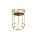 Contemporary Gold Metal Nesting Side Tables Dark Walnut Pale Gold Dark Brown Mdf