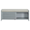 Distressed Shutter Storage Bench With Acacia Veneer For Retro Charm For Living Room, Entryway Grey Grey Mdf