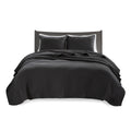 3 Piece Quilt Set Black King Cal King King Black Microfiber