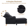 Modern Mid Century Indoor Oversized Chaise Lounger Comfort Sleeper Sofa With Soild Wood Legs Black Foam 1 Seat