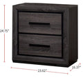 Gray 1Pc Nightstand Bedroom Furniture Bedside Table 2 Drawers Two Tone Design W Black Trim Paper Veneer Gray 2 Drawers Bedroom Bedside Cabinet Contemporary,Transitional Easy Assembly Wood