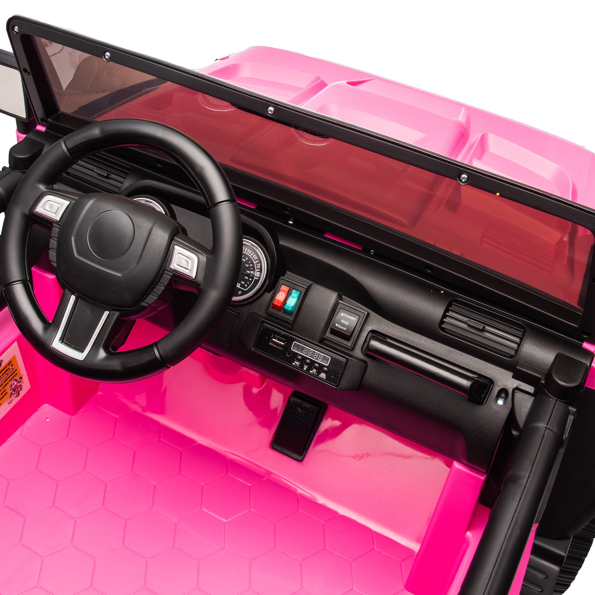 24V Two Seater Kids Ride On Truck Car W Parents Control,200W*2,Seat Width 20.28In,Four Wheel Suspension,Led Lights,Music,Mp3,Bluetooth,Two Independent Seat Belts,Suitable For Off Road For Kids Aged 3 Pink 100 149 Lbs Polypropylene