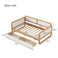 Twin Size Solid Wood Daybed With 2 Storage Drawers For Limited Space Kids, Teens, Adults, No Need Box Spring, Walnut And White Box Spring Not Required Twin White Walnut Wood Bedroom Modern Pine Daybeds Wood