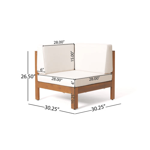 Oana Outdoor Wooden Sectional Set With Cushions, Beige Beige Acacia Wood