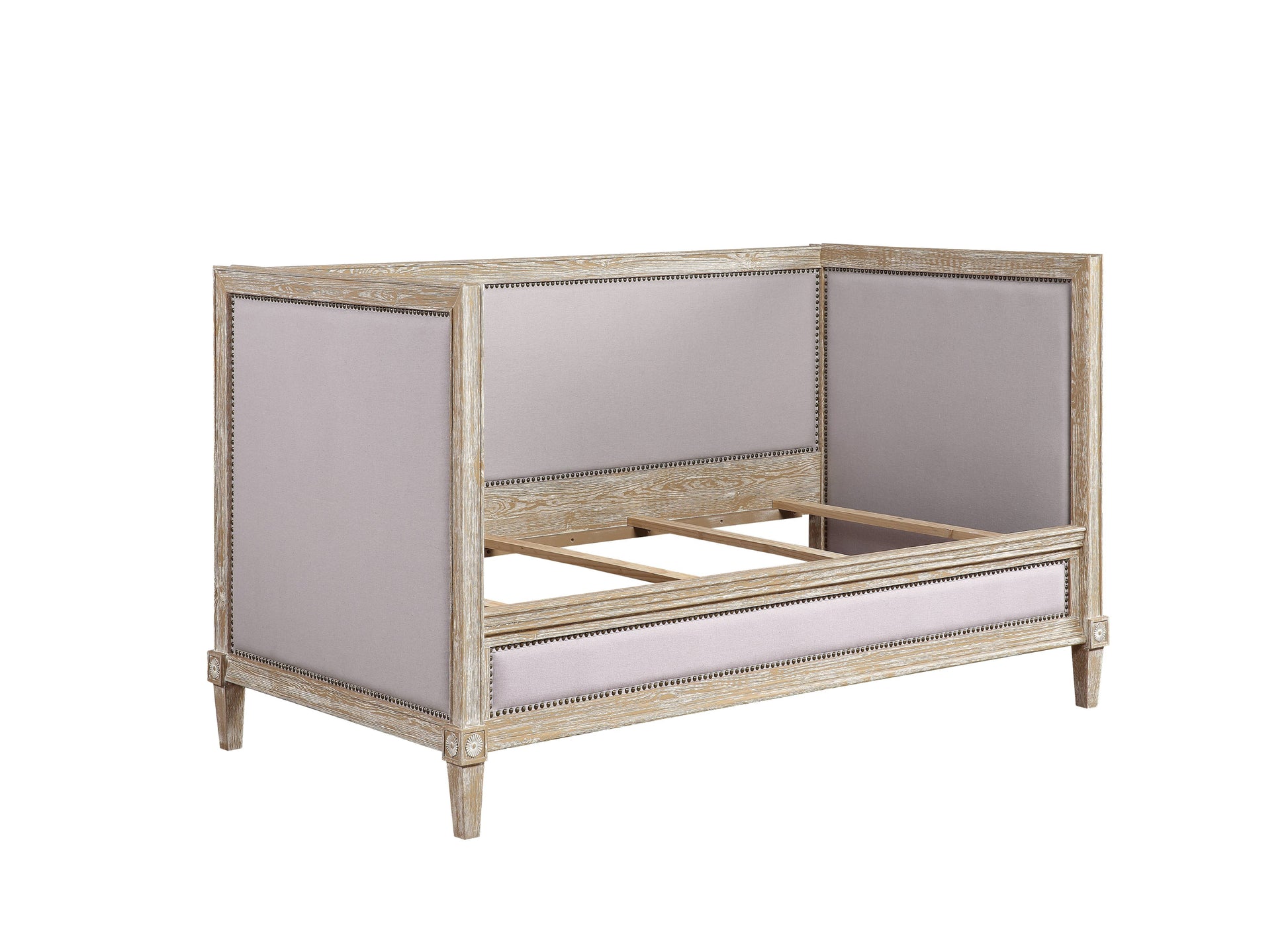 Beige And Weathered Oak Twin Daybed Twin Beige Wood Bedroom Pine Linen Wood