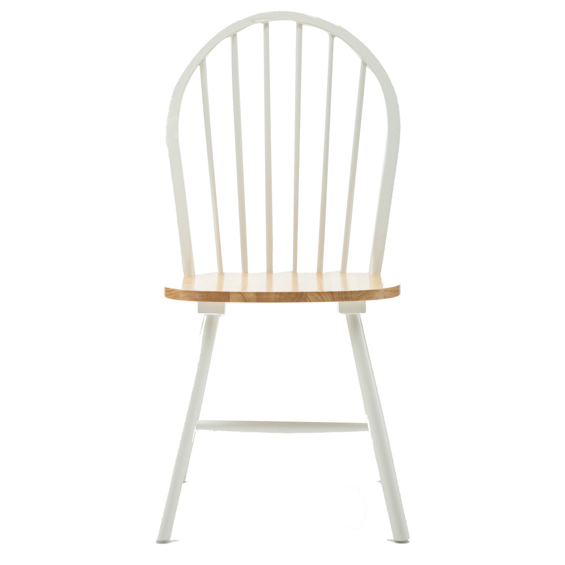 Nova 18 Inch Windsor Dining Chair, Set Of 2, Farmhouse Style, White, Brown Brown White Wood
