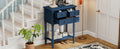 Narrow Console Table, Slim Sofa Table With Three Storage Drawers And Bottom Shelf Navy Navy Solid Wood Mdf