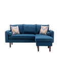 Ranon 70 Inch Sectional Chaise Sofa, Pillows, Usb Ports, Side Pockets, Blue Blue Solid Wood 3 Seat