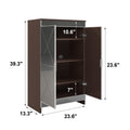 Elegant Decor Mirrored Cabinet With Silver Edging,Mirrored Cabinet With Double Door Storage,Shoe Storage Cabinet For Entryway,Glass Brown Finish Brown,Silver Grey Glass,Mdf