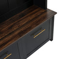 Versatile 4 In 1 Hall Tree With 6 Golden Hooks, Brown Wood Grain Bench With Multiple Storage Space, Entryway Coat Rack With 2 Drawers For Living Room, Hallway, Black, 47.2''W*76.6''H Black Primary