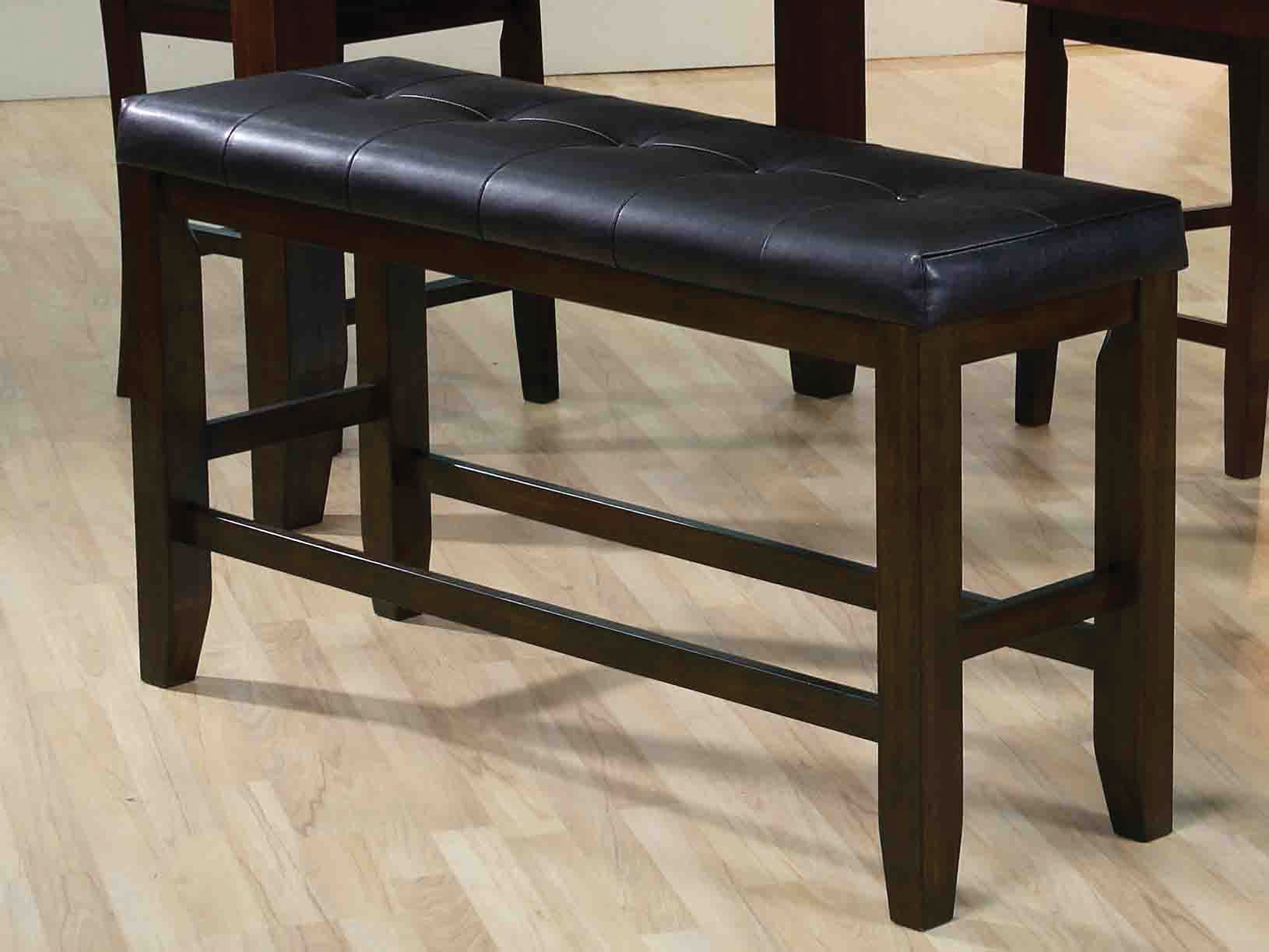 Black And Espresso Counter Height Bench Espresso Faux Leather Bedroom Rubberwood Wood Fabric