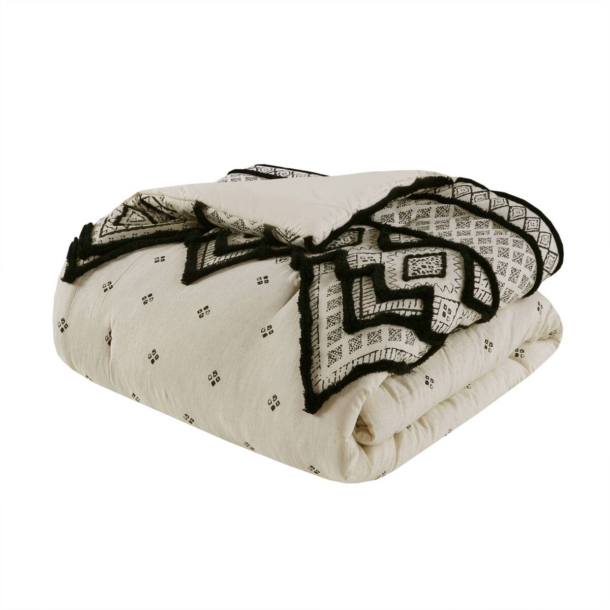 3 Piece Cotton And Flax Linen Blend Comforter Set Natural King Cal King King White Black Cotton