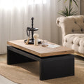 Black And Natural Wood Living Room Table Versatile Coffee Table 2 Tiered Wood Tabletop Table 47.6