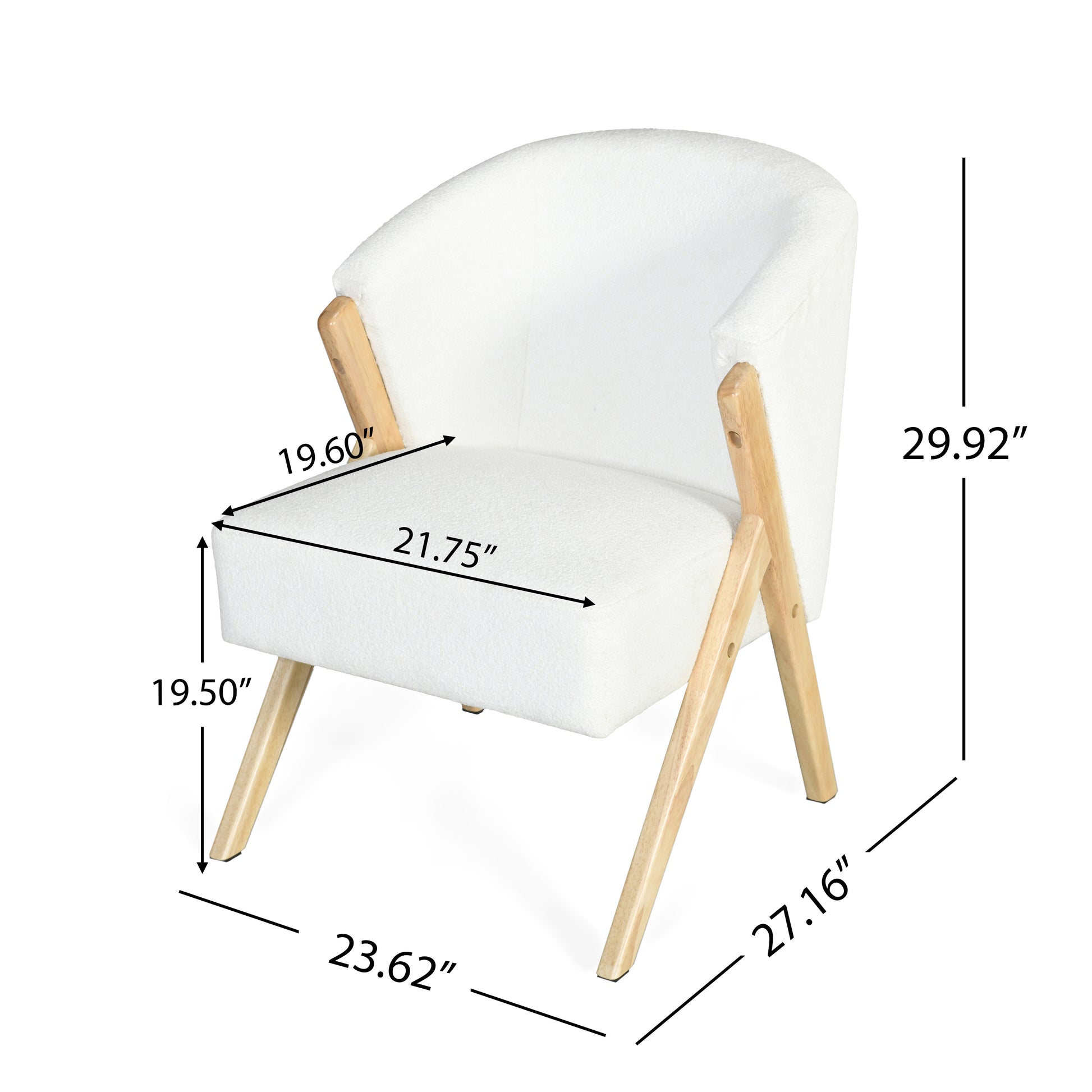 Modern Accent Chair With White Upholstery And Solid Wood Frame, Minimalist Lounge Chair For Living Room, Bedroom, Or Office White Foam Polyester,Solid Wood Mdf