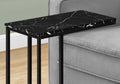 Accent Table, C Shaped, End, Side, Snack, Living Room, Bedroom, Black Marble Look Laminate, Black Metal, Contemporary, Modern Black Particle Board