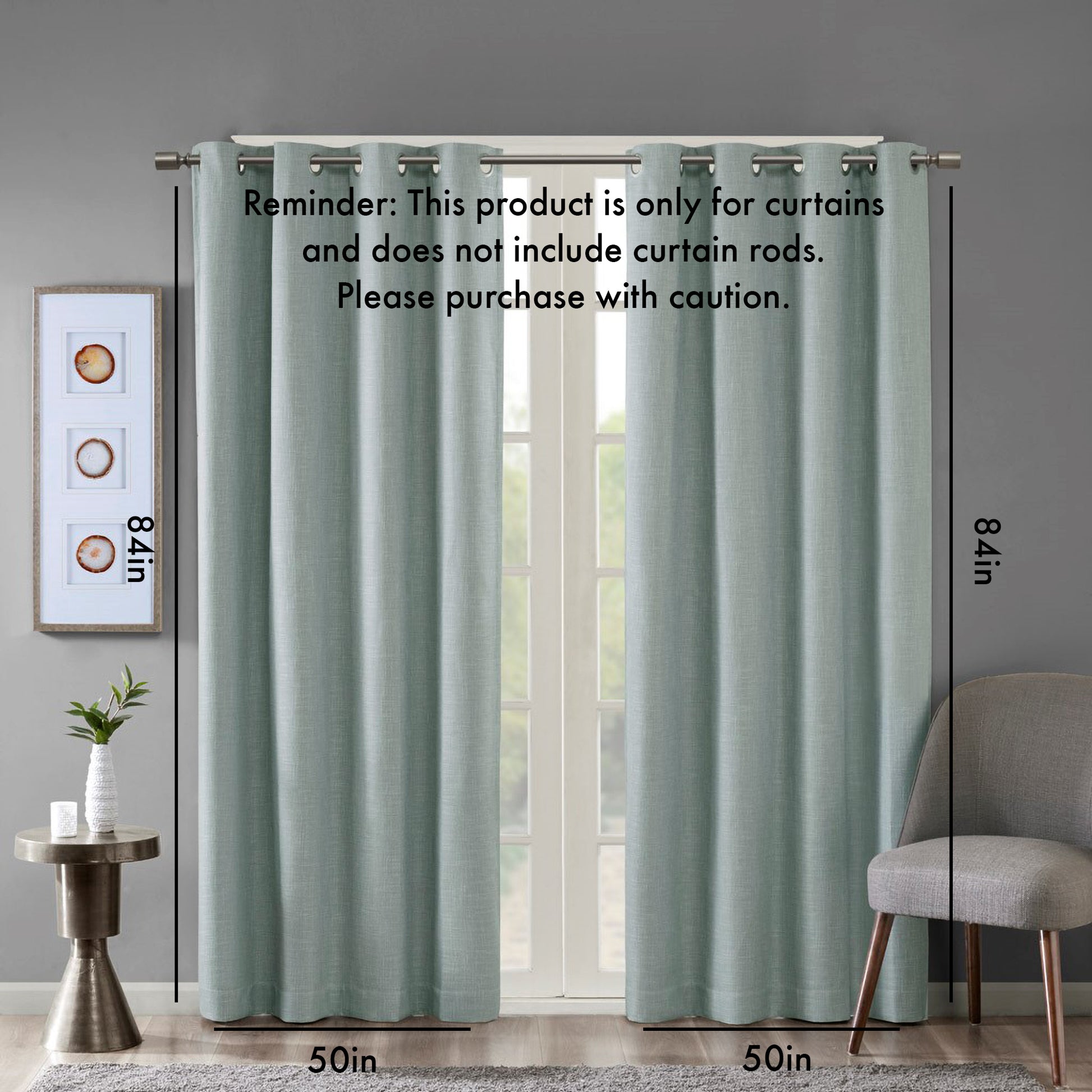 Printed Heathered Blackout Grommet Top Curtain Panel Only 1 Pc Panel Dusty Seafoam Polyester