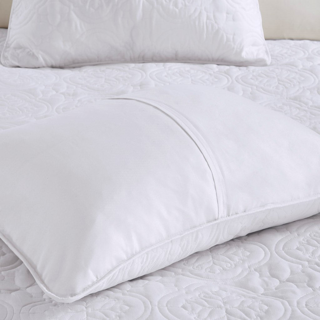 3 Piece Reversible Bedspread Set White Full Queen Queen White Polyester