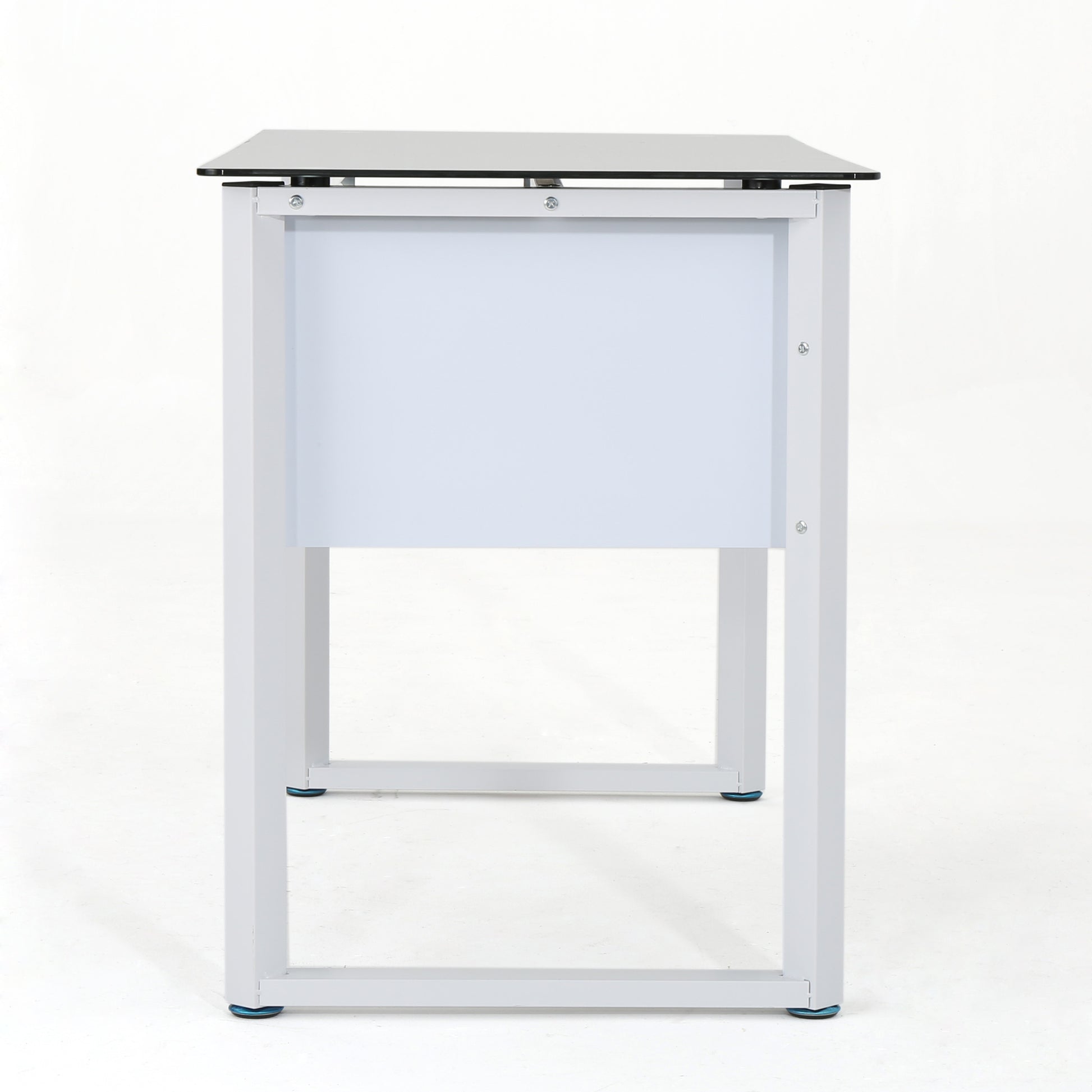 Glass Computer Desk White Black Mdf