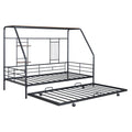 Twin Size Metal House Bed With Trundle, Black Twin Black Metal