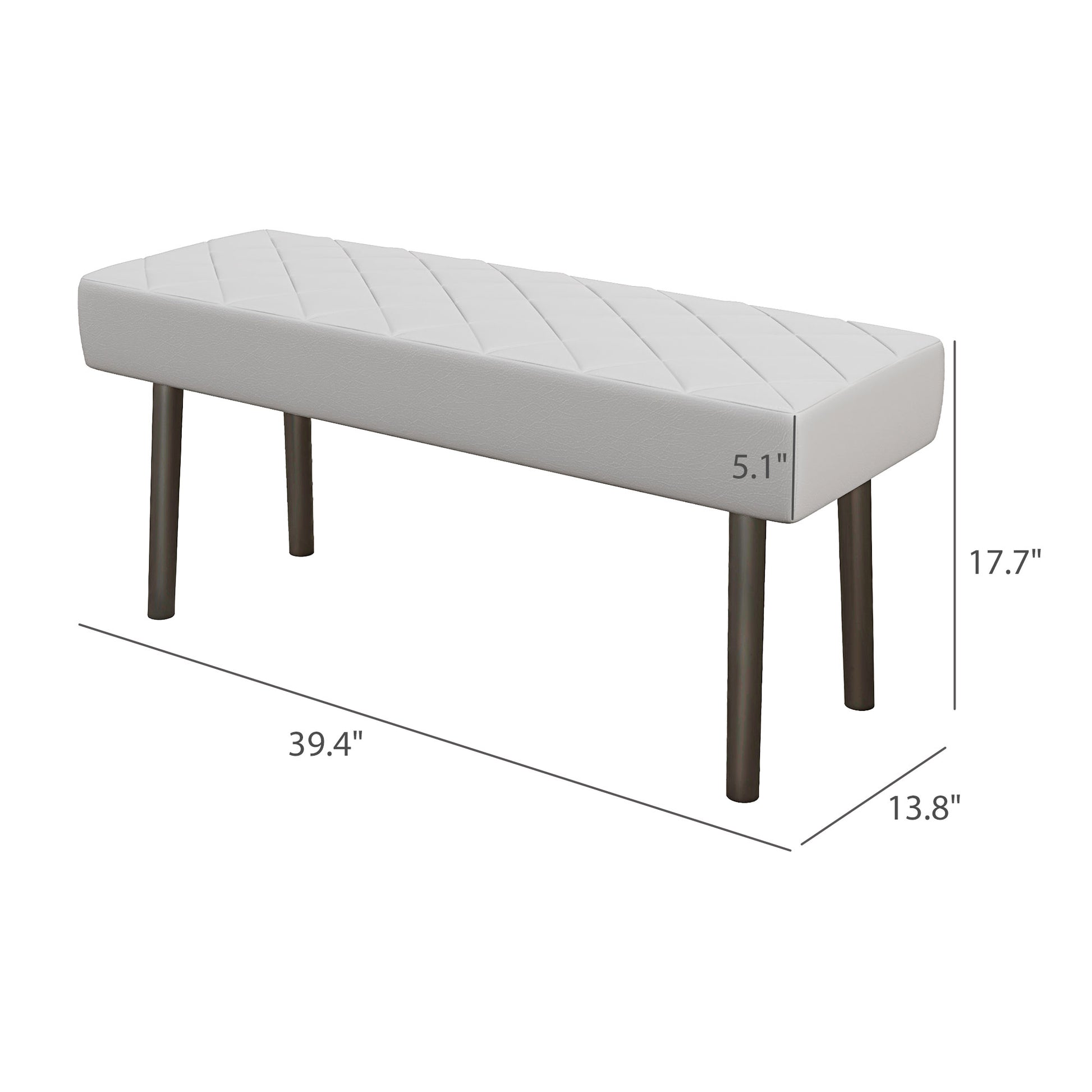 Homcom Modern Ottoman Bench, 39.4" Faux Leather Upholstered End Of Bed Bench With Metal Legs And Padded Seat, Rectangular Entryway Bench, Gray Gray Pu