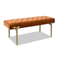 Aria Upholstered Gold Accent Bench, Burnt Orangeperformance Velvet Burnt Orange Foam Velvet