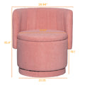 360 Degree Swivel Back Sofa Chair With Storage Space, Suitable For Bedroom And Living Room Pink Pink Boucle