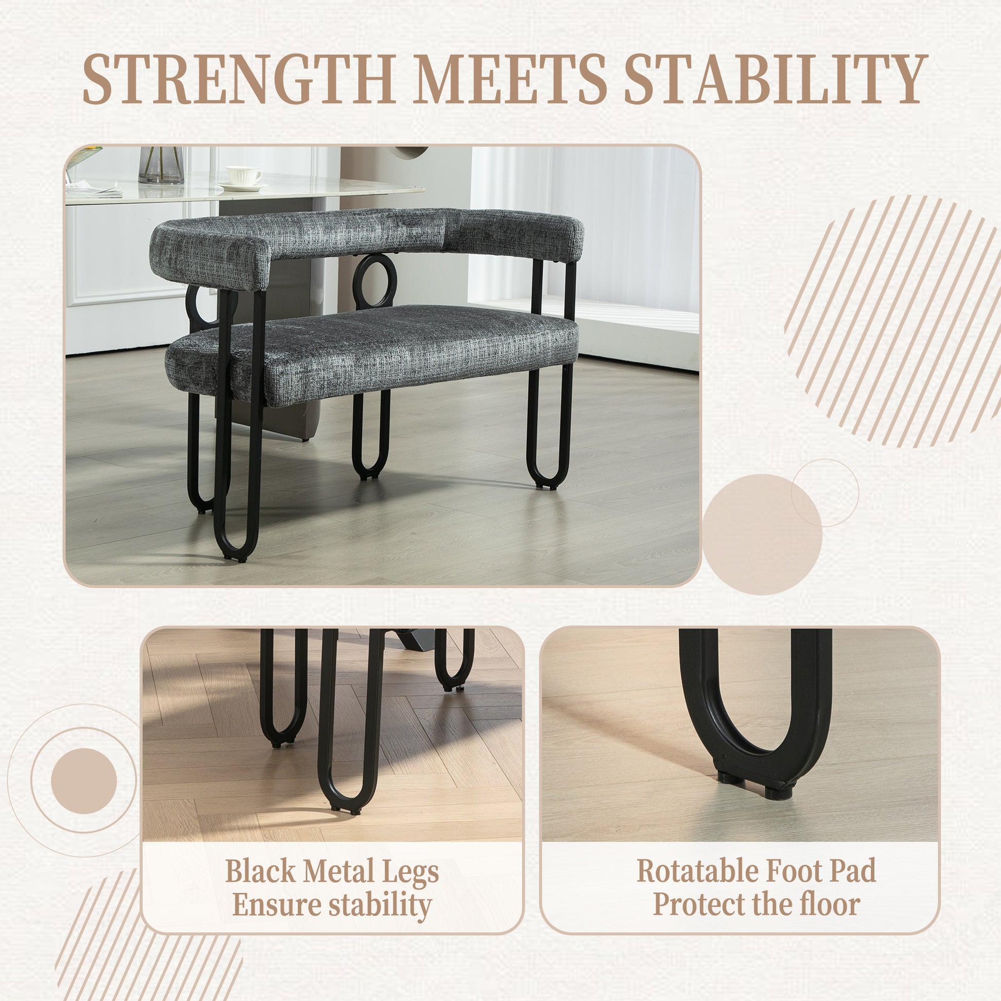 Coolmore Modern Loveseat 2 Seater Sofa Chenille Fabric Couch With Arms And Metal Legs For Living Room, Home Office, Studio Gray Chenille Gray Primary Living Space Soft Foam Chenille