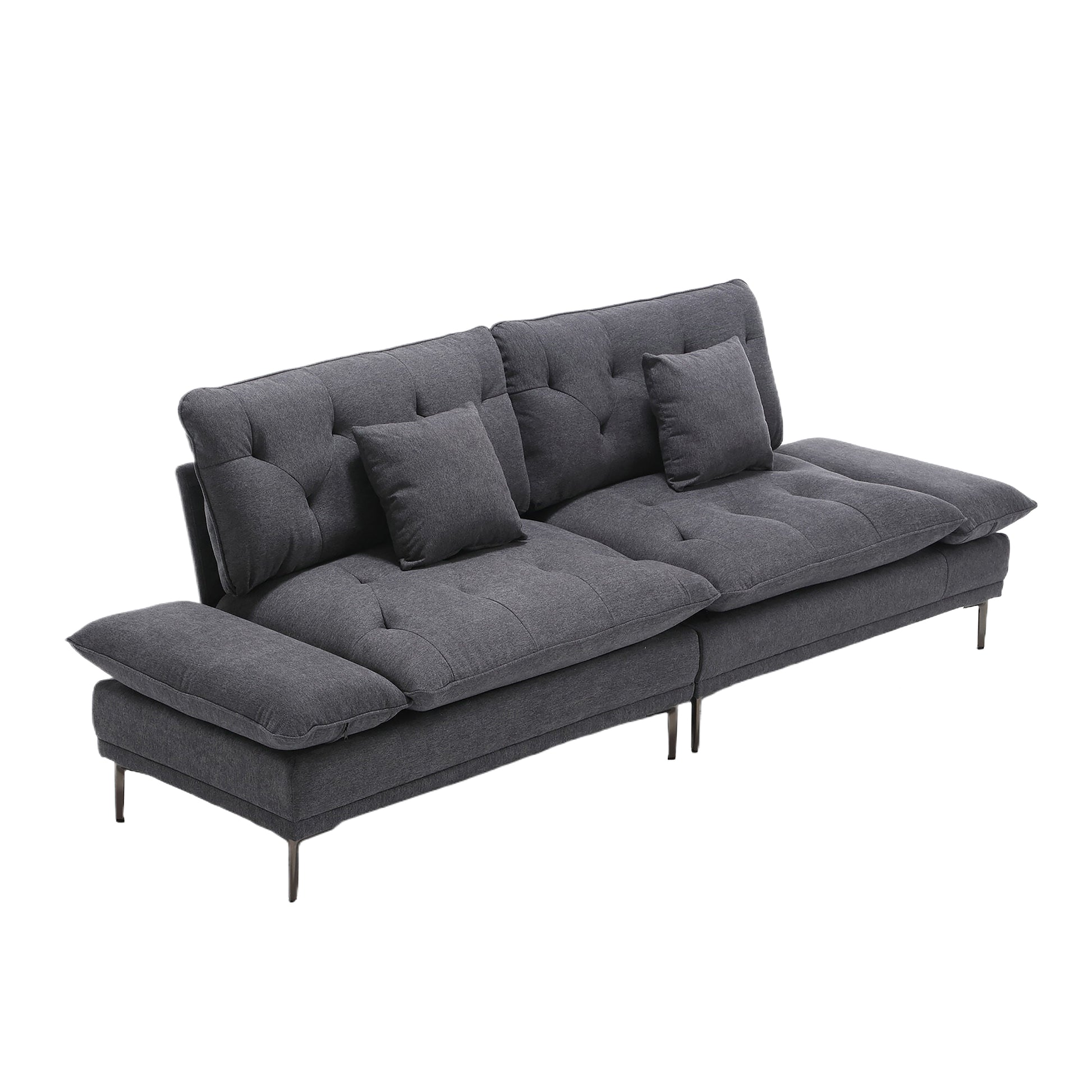 United Linen Sofaaccent Sofa Seat Sofa With Metal Feet Dark Gray Linen 3 Seat