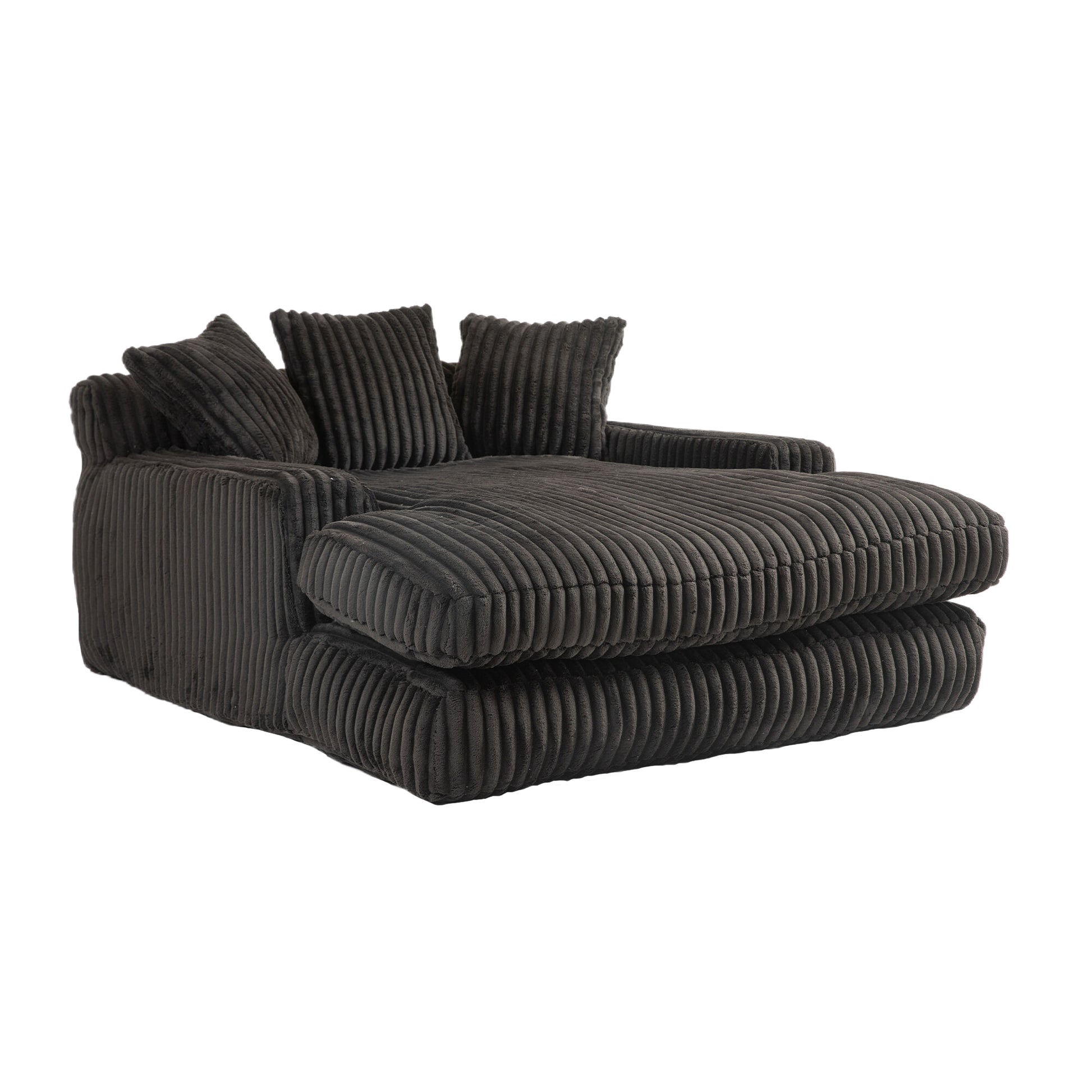 Coolmore Corduroy Lazy Sofa With 3 Back Pillows,Comfy Sofa Deep Seat Couch For Living Room,Club Black Black Primary Living Space Foam Corduroy 1 Seat