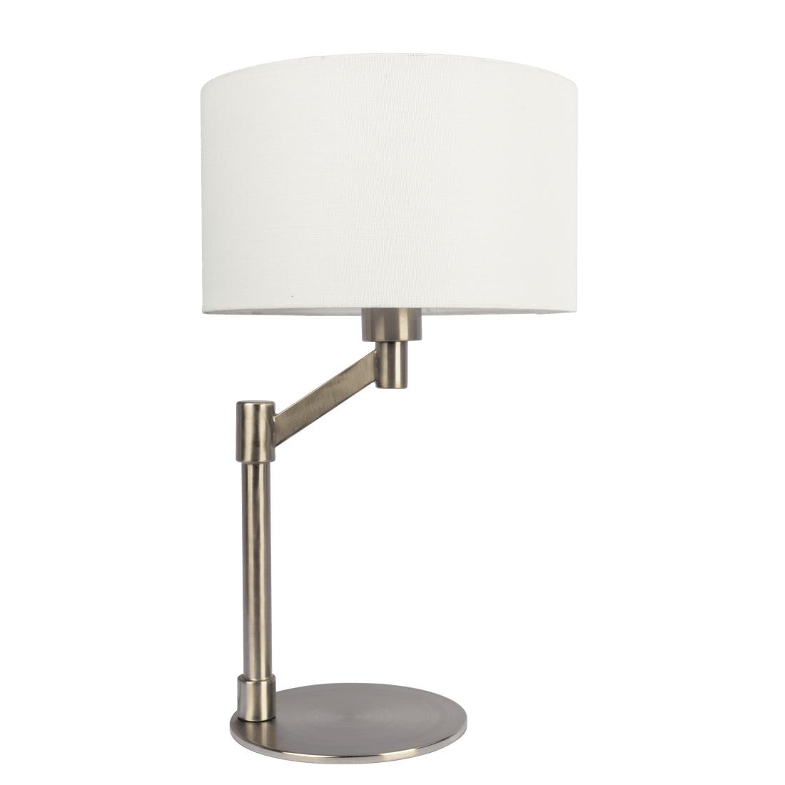 Horizon Brushed Nickel Table Lamp With On Off Switch Curved Metal Base Linen Shade Brushed Nickel,Silver,White Table&Floor Lamps Linen,Metal